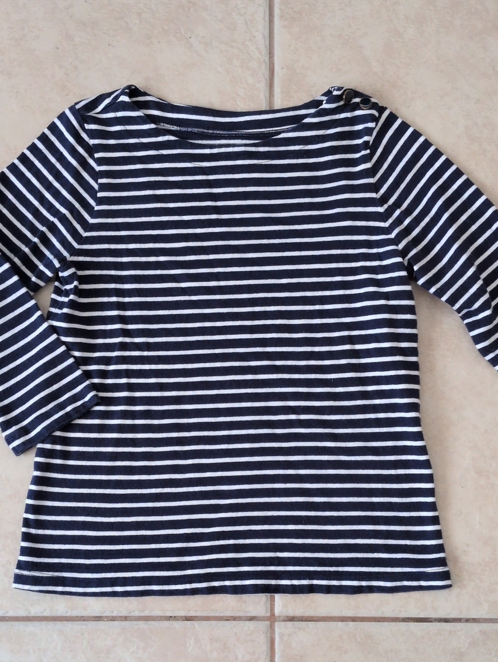 St Johns Bay Navy Blue Striped Top Size Medium